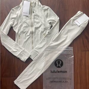 lululemon athletica Cream Jacket with Gold Zip Detail